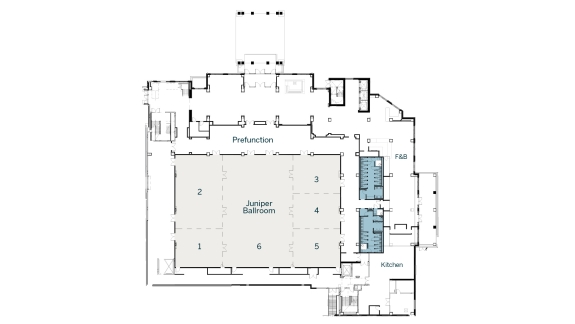 Floorplan of the first floor meeting spaces at Hotel Effie