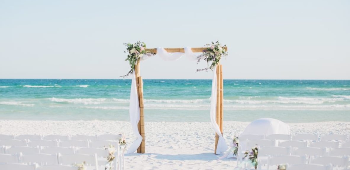 Callie and Roy's Florida beach wedding set up.