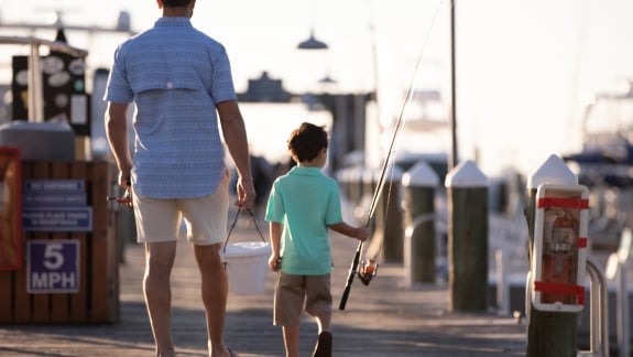 father and son fishing