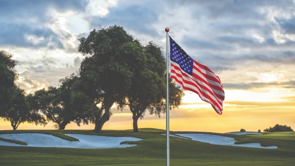 american flag on golf course