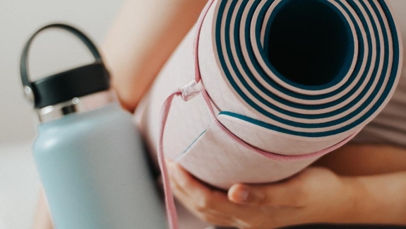 yoga mat and water bottle