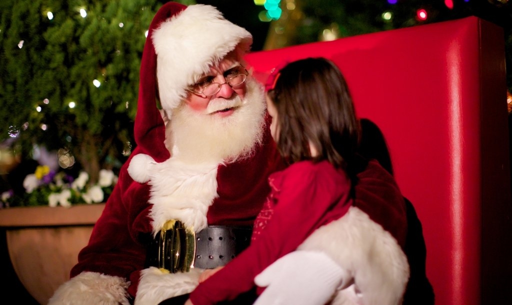 girl sitting on santas lap