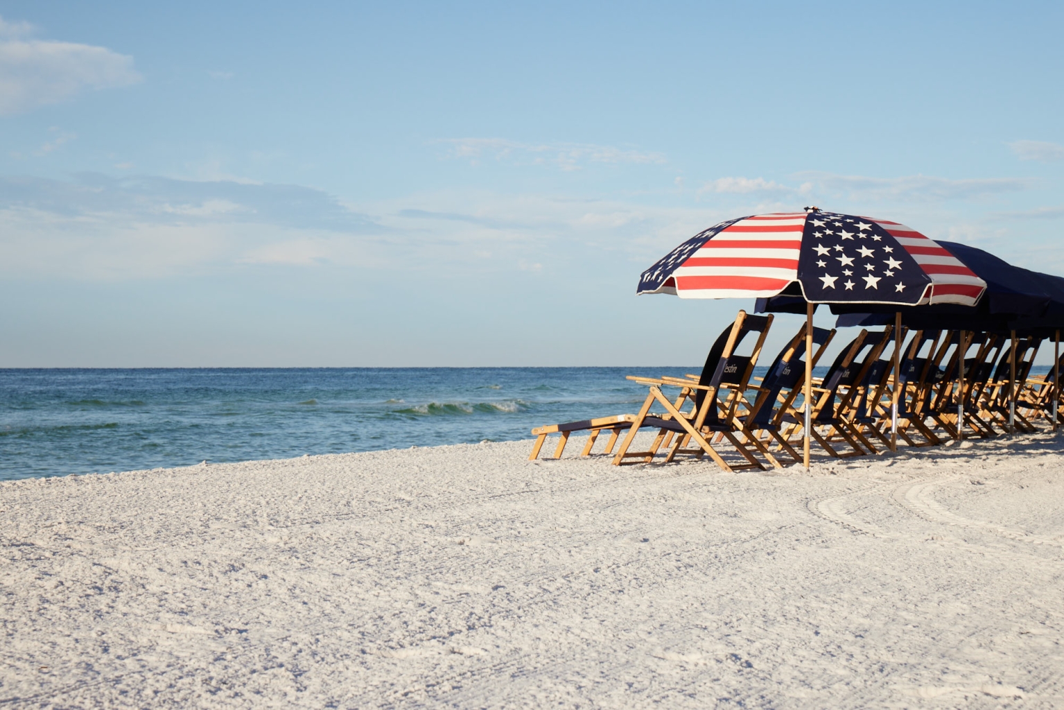 American flag umbrellas on Sandestin beach