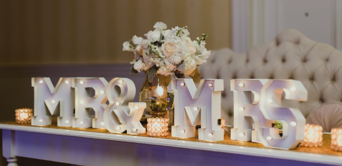 .A Mr & Mrs marquee sign