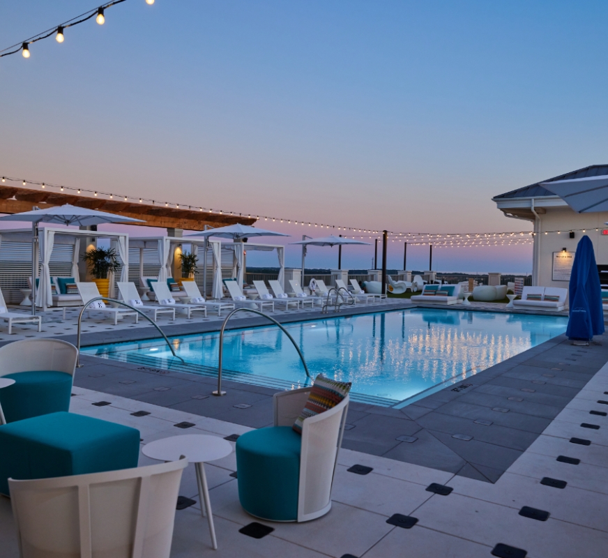 pool at sunset