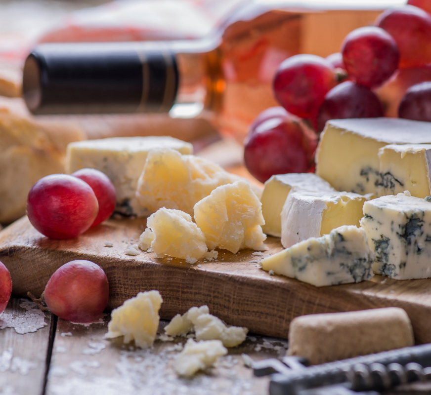 cheese board and wine