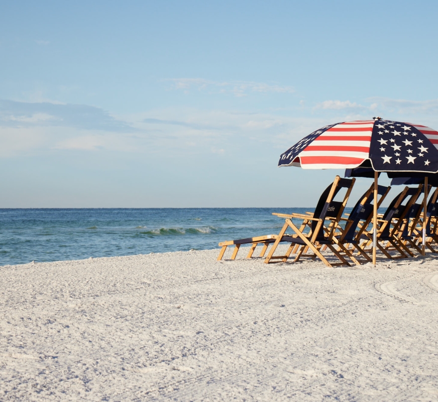 American flag umbrellas on Sandestin beach