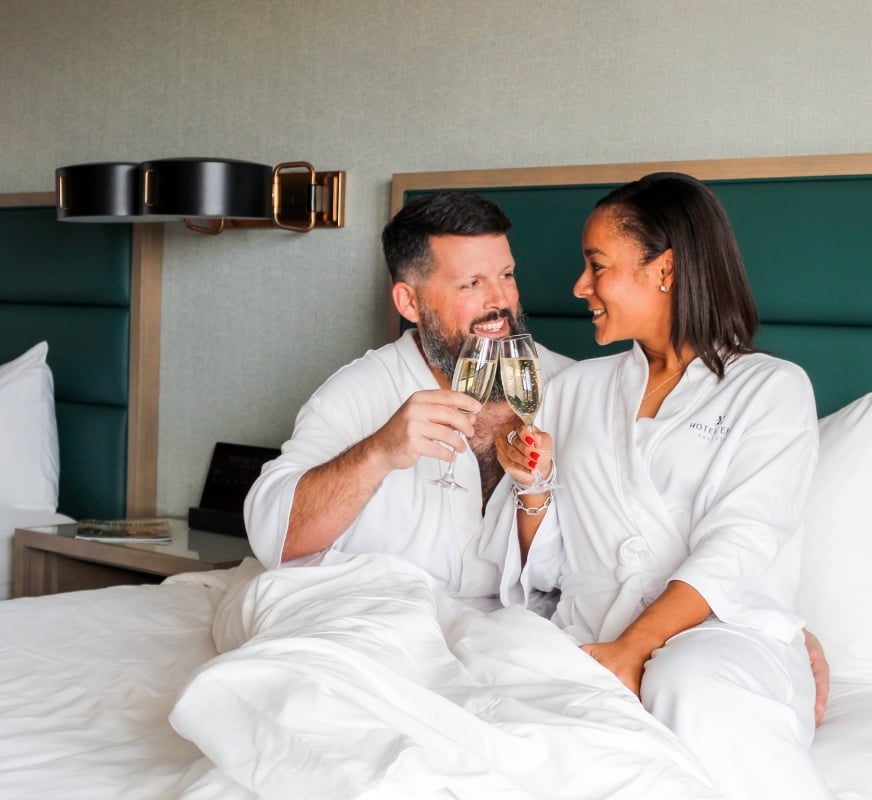Champagne toast in room